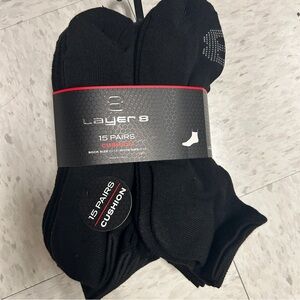 NWT Layer 8 Athletic Black Cushioned Socks - 15 Pack
